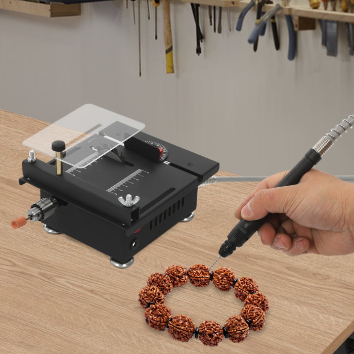Mini Multi-Purpose Table Saw, 7-Speed ​​Mini Table Saw with Cutting, Grinding and Engraving Tools