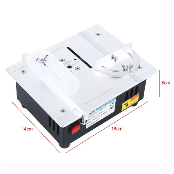 Mini Table Saws, 5000 RPM Multifunctional Mini Table Saw for Model Making 96W with Safety Guide Plate for Small PCB Bars Acrylic Aluminum Alloys