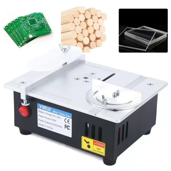 Mini Table Saws, 5000 RPM Multifunctional Mini Table Saw for Model Making 96W with Safety Guide Plate for Small PCB Bars Acrylic Aluminum Alloys