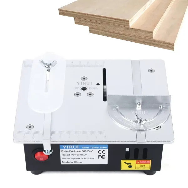 Mini Table Saws, 5000 RPM Multifunctional Mini Table Saw for Model Making 96W with Safety Guide Plate for Small PCB Bars Acrylic Aluminum Alloys