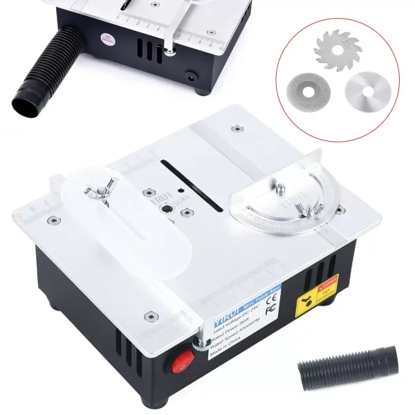 Mini Table Saws, 5000 RPM Multifunctional Mini Table Saw for Model Making 96W with Safety Guide Plate for Small PCB Bars Acrylic Aluminum Alloys