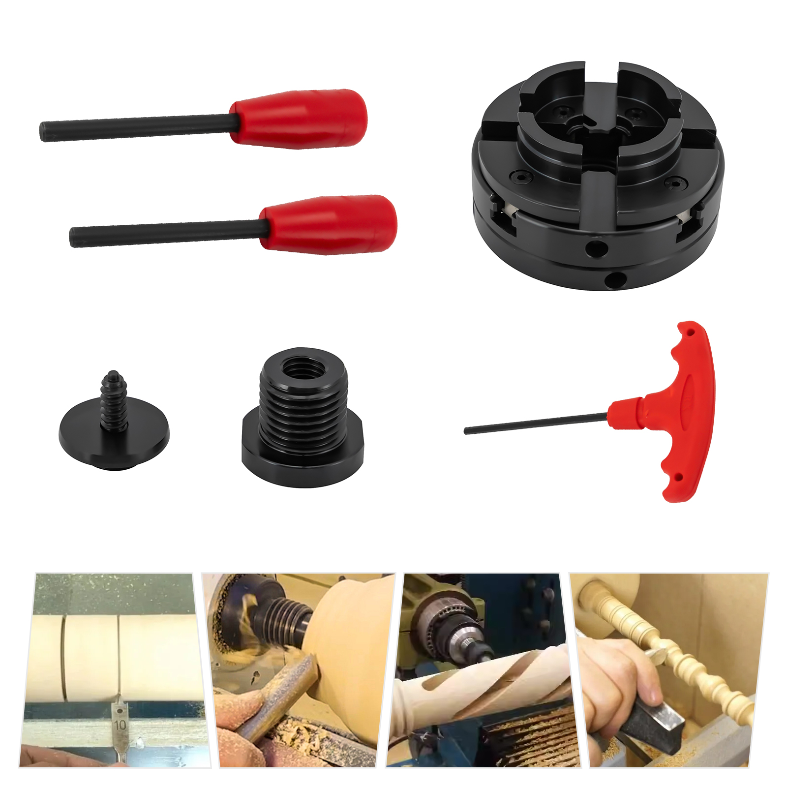 4in 4-jaw M33 chuck (with 1 set of jaws) + converter (M33 to M18)