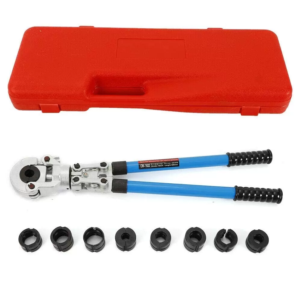 PEX Crimping Tool Kit for Pex Copper Crimp Rings c/w PEX Cutter Go-no-go Gauge 12-32mm Swivel Head Crimping Tool 360 Degree Tube Crimping Tool PEX Crimping Tool Kit for Pex Copper Crimp Rings c/w PEX Cutter Go-no-go Gauge 12-32mm Swivel Head Crimping Tool 360 Degree Tube Crimping Tool