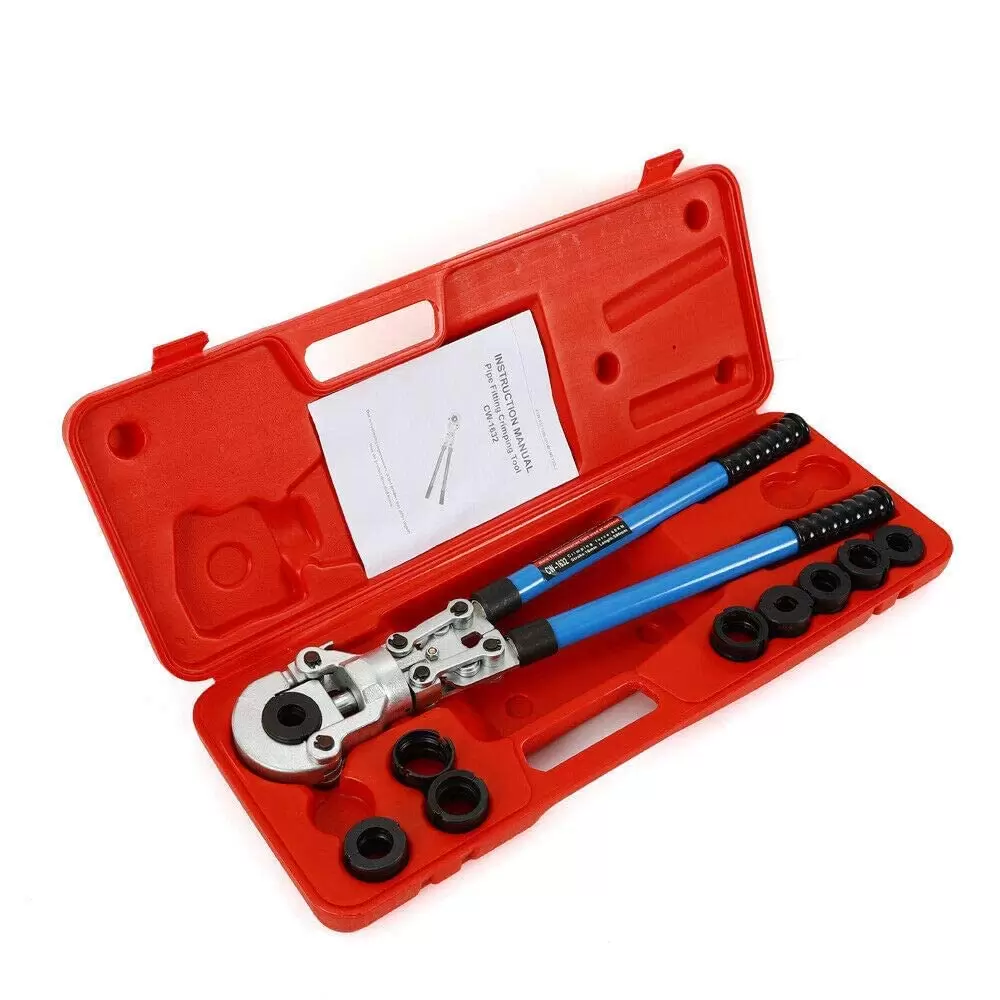 PEX Crimping Tool Kit for Pex Copper Crimp Rings c/w PEX Cutter Go-no-go Gauge 12-32mm Swivel Head Crimping Tool 360 Degree Tube Crimping Tool PEX Crimping Tool Kit for Pex Copper Crimp Rings c/w PEX Cutter Go-no-go Gauge 12-32mm Swivel Head Crimping Tool 360 Degree Tube Crimping Tool