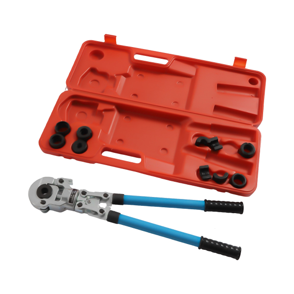 PEX Crimping Tool Kit for Pex Copper Crimp Rings c/w PEX Cutter Go-no-go Gauge 12-32mm Swivel Head Crimping Tool 360 Degree Tube Crimping Tool