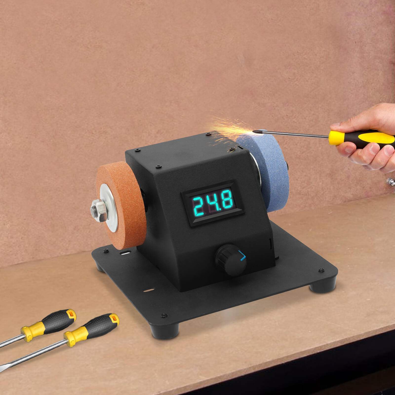 350W Mini Table Saw & Belt Sanding Machine, Sanding Machine Kit, Digital display infinitely variable speed double grinding wheel 350W Mini Table Saw & Belt Sanding Machine, Sanding Machine Kit, Digital display infinitely variable speed double grinding wheel