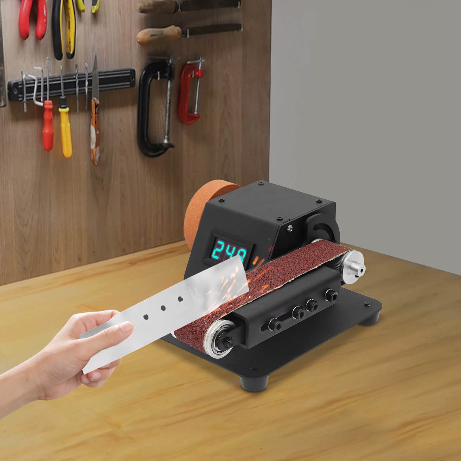 350W Mini Table Saw & Belt Sanding Machine, Sanding Machine Kit, Digital display infinitely variable speed double grinding wheel 350W Mini Table Saw & Belt Sanding Machine, Sanding Machine Kit, Digital display infinitely variable speed double grinding wheel