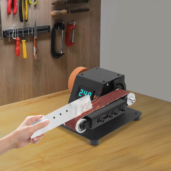350W Mini Table Saw & Belt Sanding Machine, Sanding Machine Kit, Digital display infinitely variable speed double grinding wheel