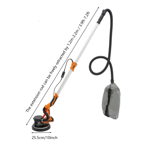 750W 2.2m Electric Ceiling and Wall Sander with Dust Extractor, Drywall Sander with Variable Speed, Electric Dustless Drywall Sander 750W 2.2m Electric Ceiling and Wall Sander with Dust Extractor, Drywall Sander with Variable Speed, Electric Dustless Drywall Sander