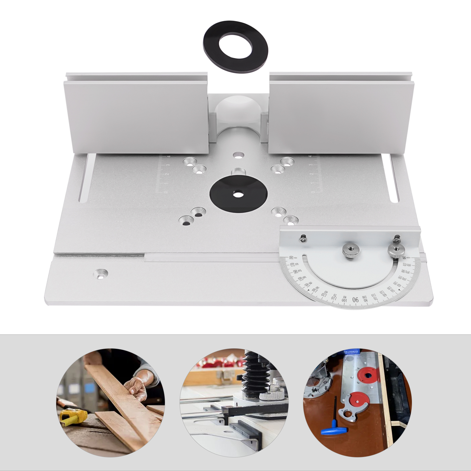 Router Table Insert Plate Aluminum Alloy Wood Milling Flip Board Trimming Tools Woodworking Engraving Machine Flip Plate Silver