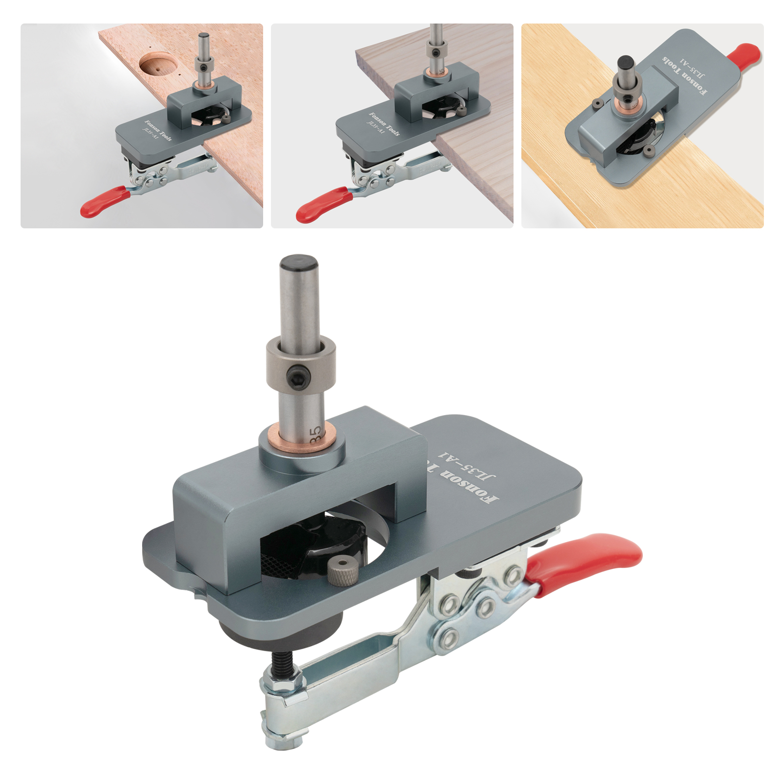35mm Hinge Jig Precision Woodworking Locking Locator for Wood DIY For A Fixing Board Within 15-25mm Wardrobe Hinges Silver