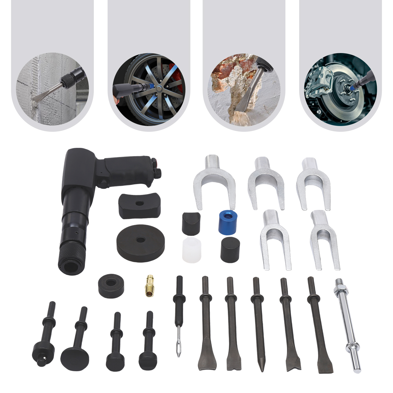 Air Hammer Kit, Multi-functional Pneumatic Hammer Set, Air Hammer Piece Chisel Set