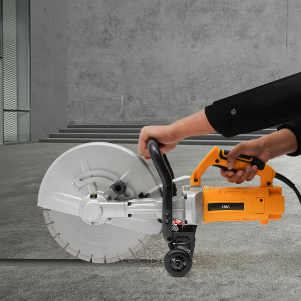 3000W Electric Concrete Saw with The 14-inch Saw Blade Concrete Cutter with Two Ergonomic Handles Two Wheels Protective Cover for Fire Prevention Demolition