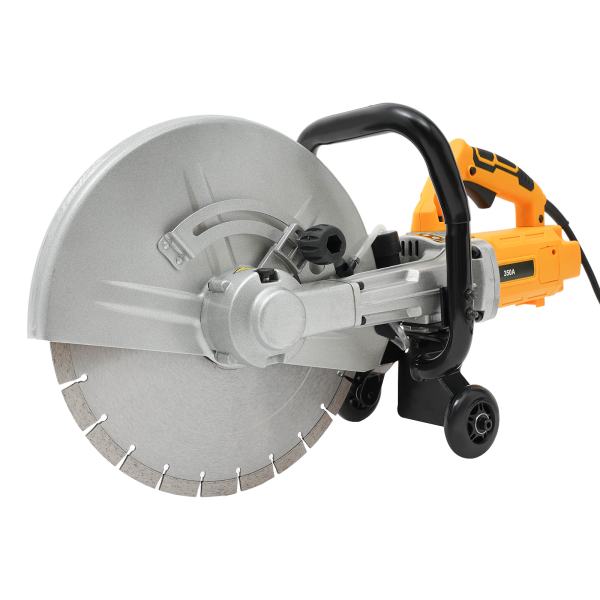 3000W Electric Concrete Saw with The 14-inch Saw Blade Concrete Cutter with Two Ergonomic Handles Two Wheels Protective Cover for Fire Prevention Demolition