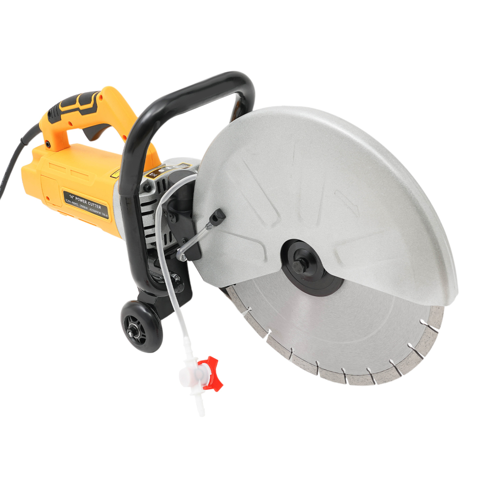 3000W Electric Concrete Saw with The 14-inch Saw Blade Concrete Cutter with Two Ergonomic Handles Two Wheels Protective Cover for Fire Prevention Demolition