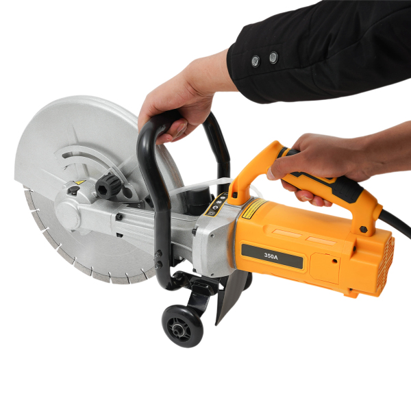 3000W Electric Concrete Saw with The 14-inch Saw Blade Concrete Cutter with Two Ergonomic Handles Two Wheels Protective Cover for Fire Prevention Demolition