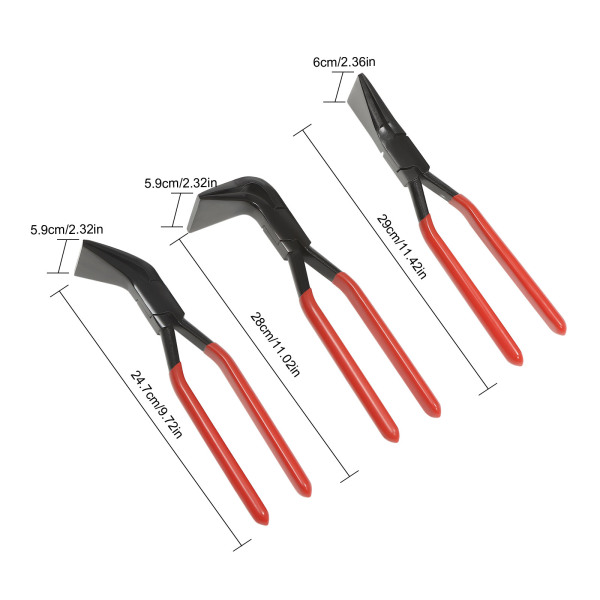 3Pcs Sheet Metal Tools for Hand Seamers Pliers Kit 45° and 90° Straight Metal Bending Tool