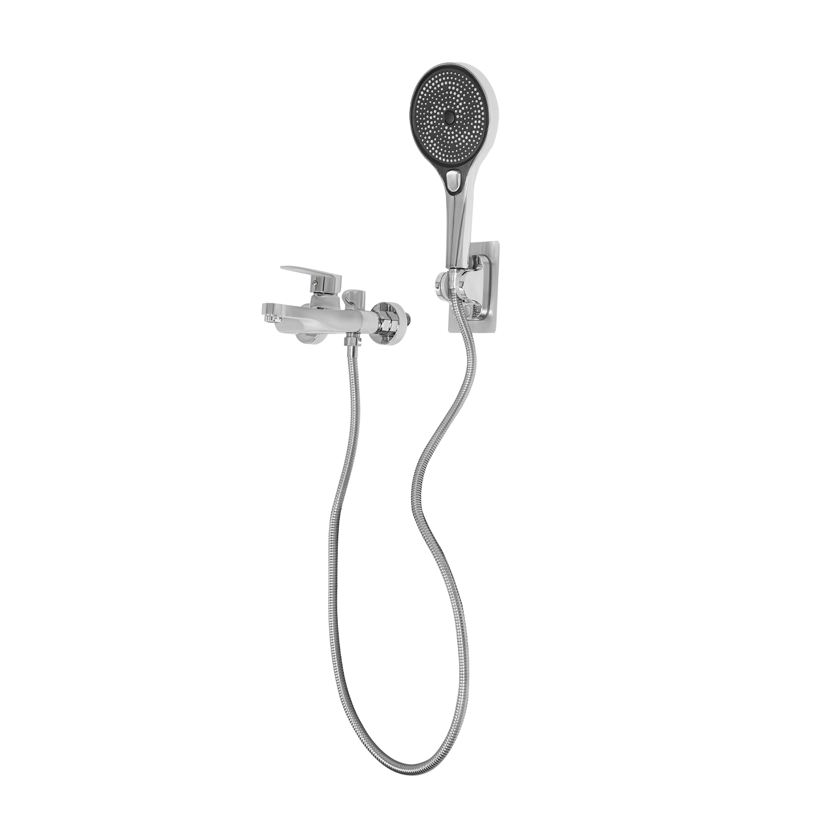 Mixer Valve Shower Bath Set, Bath Tap with Hand Shower, Wall Mounted Tap Bath with Shower Head - Sliver
