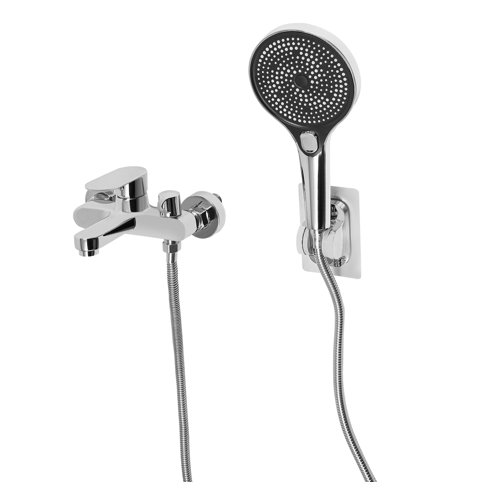Mixer Valve Shower Bath Set, Bath Tap with Hand Shower, Wall Mounted Tap Bath with Shower Head - Sliver Mixer Valve Shower Bath Set, Bath Tap with Hand Shower, Wall Mounted Tap Bath with Shower Head - Sliver