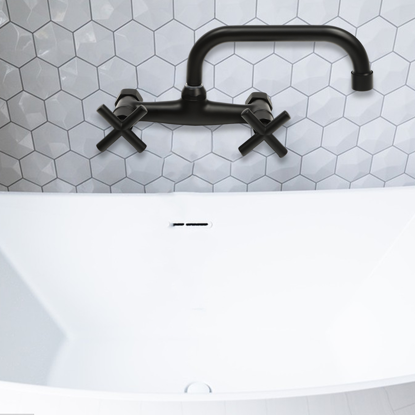 360° Rotating Retro Faucet Wall Mounted 2 Hole Kitchen Faucet For Both Homes And Restaurants Shopping Malls Hotels Black