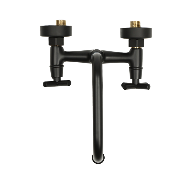 360° Rotating Retro Faucet Wall Mounted 2 Hole Kitchen Faucet For Both Homes And Restaurants Shopping Malls Hotels Black