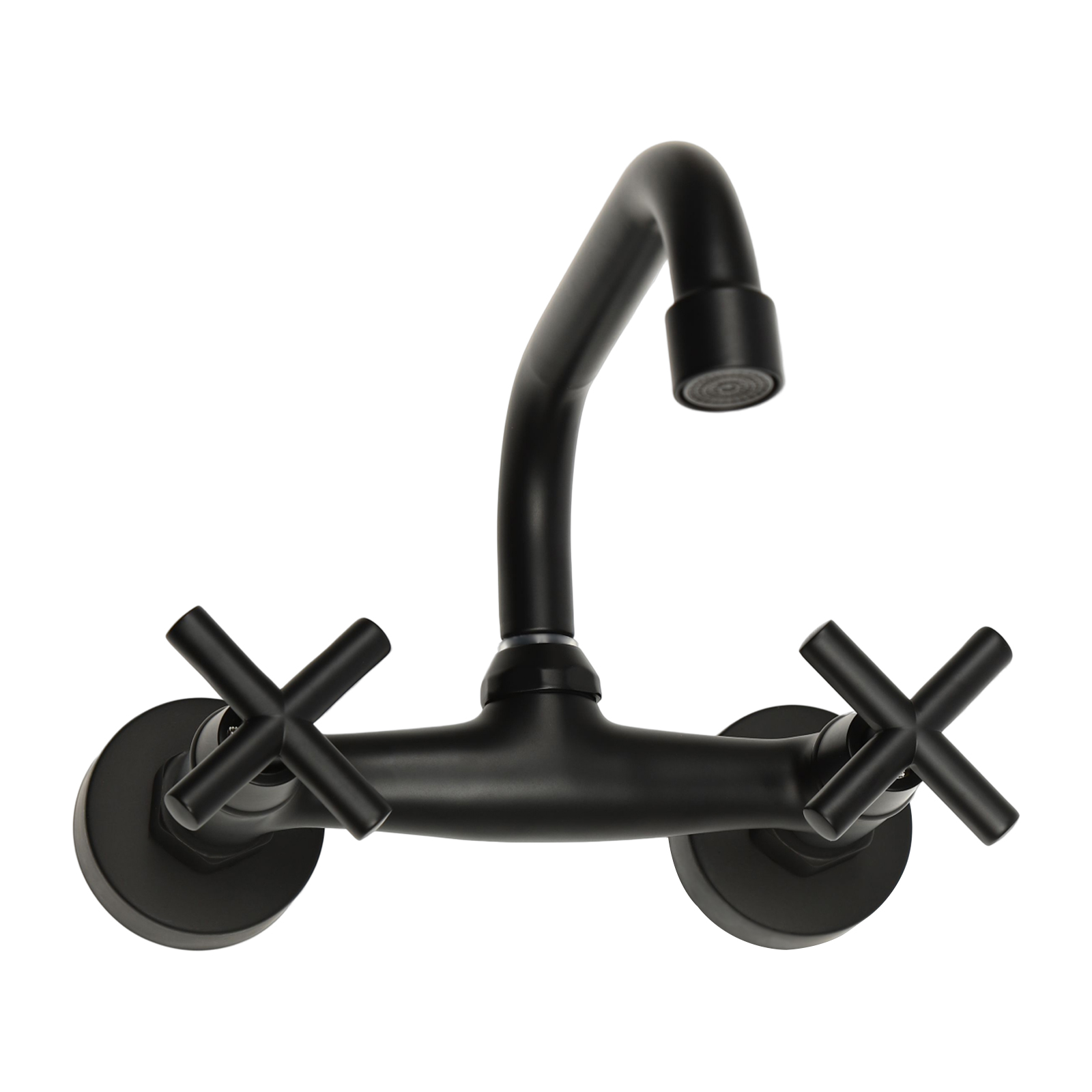 360° Rotating Retro Faucet Wall Mounted 2 Hole Kitchen Faucet For Both Homes And Restaurants Shopping Malls Hotels Black