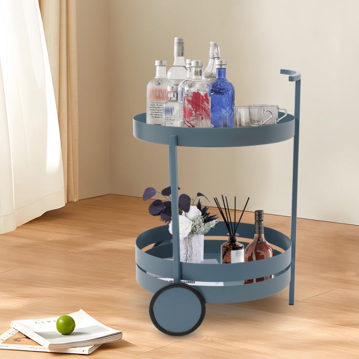 Round movable storage trolley, storage trolley with wheels, 40x61CM - blue