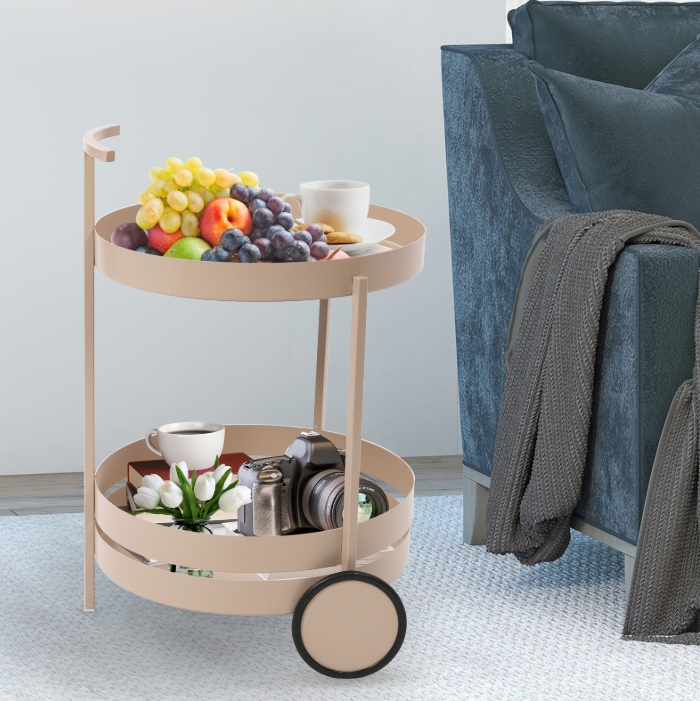 Round movable storage trolley, storage trolley with wheels, 40x61CM - Pink Round movable storage trolley, storage trolley with wheels, 40x61CM - Pink