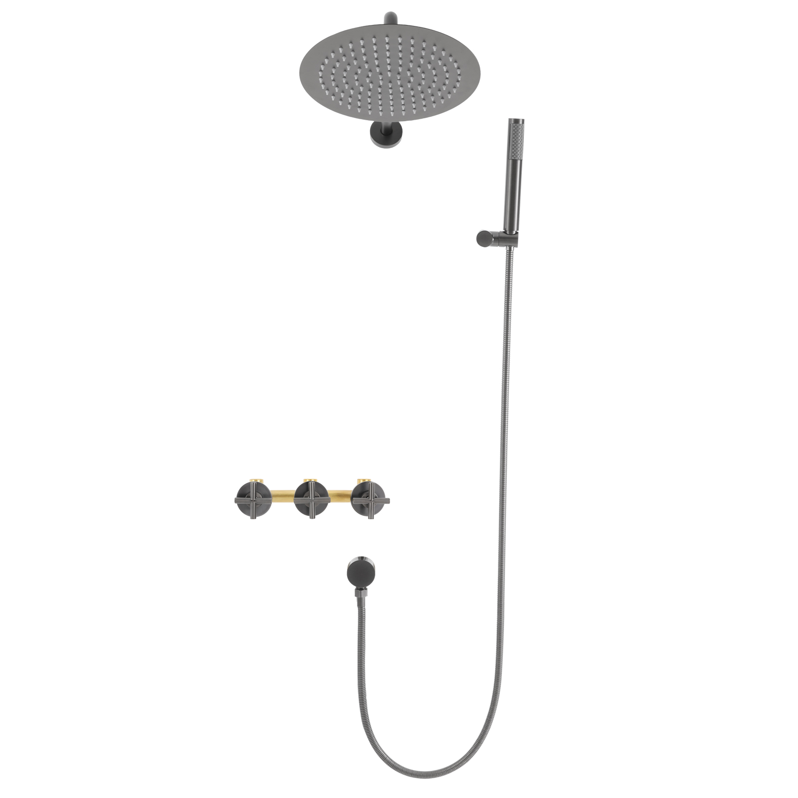 Modern Shower Set, 10-Inch Shower Kit with Handheld Spray, Wall Mounted Shower Set - Water Plating Gray Modern Shower Set, 10-Inch Shower Kit with Handheld Spray, Wall Mounted Shower Set - Water Plating Gray