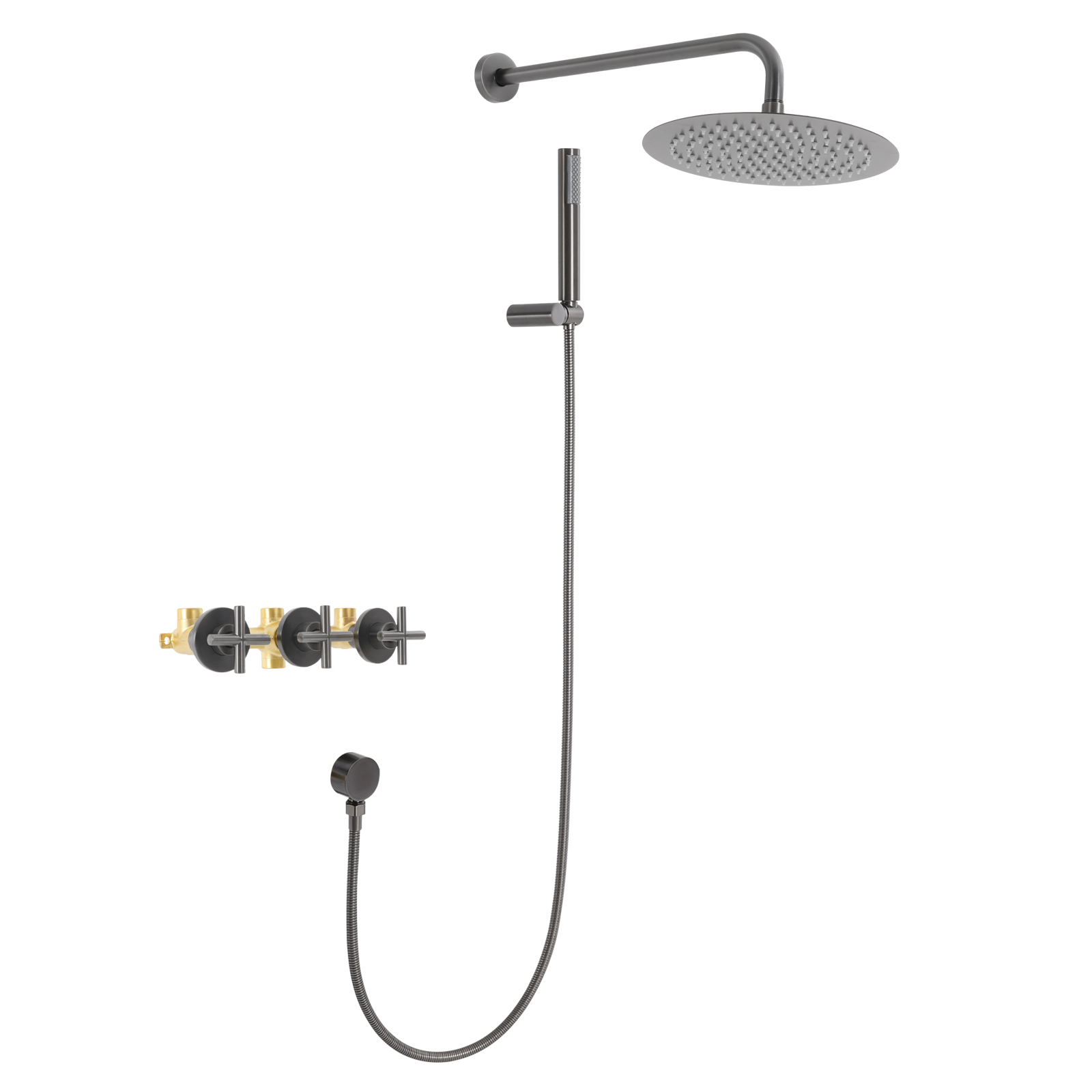 Modern Shower Set, 10-Inch Shower Kit with Handheld Spray, Wall Mounted Shower Set - Water Plating Gray Modern Shower Set, 10-Inch Shower Kit with Handheld Spray, Wall Mounted Shower Set - Water Plating Gray
