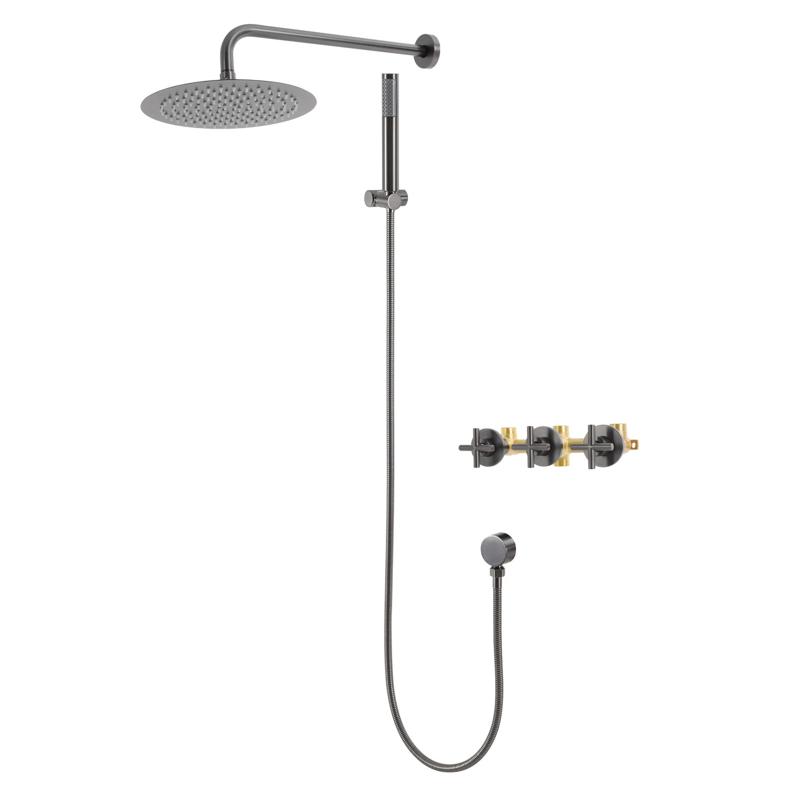 Modern Shower Set, 10-Inch Shower Kit with Handheld Spray, Wall Mounted Shower Set - Water Plating Gray