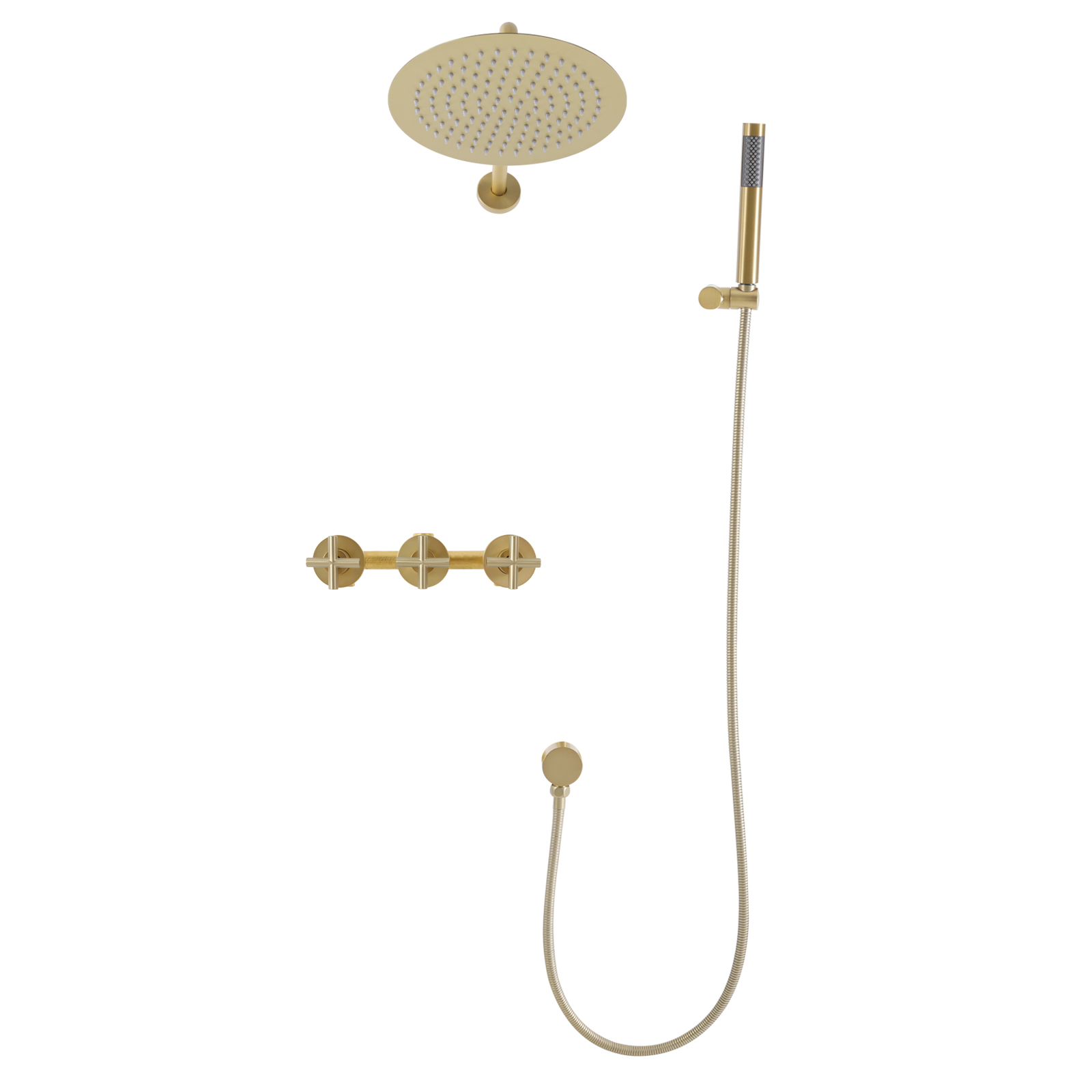 Modern Shower Set, 10-Inch Shower Kit with Handheld Spray, Wall Mounted Shower Set - Brushed Gold Modern Shower Set, 10-Inch Shower Kit with Handheld Spray, Wall Mounted Shower Set - Brushed Gold