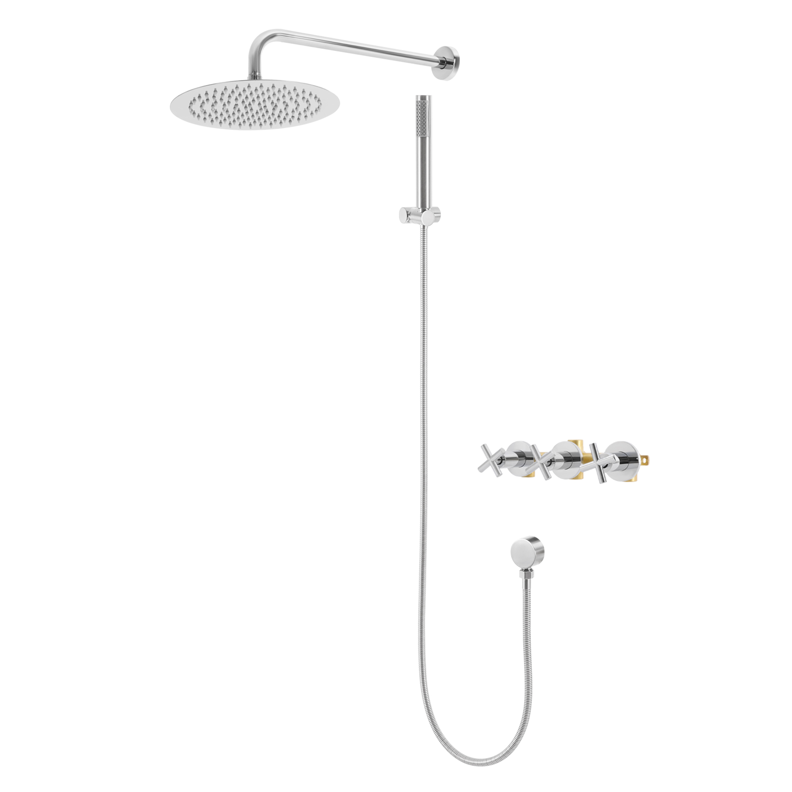 Modern Shower Set, 10-Inch Shower Kit with Handheld Spray, Wall Mounted Shower Set - Silver plating
