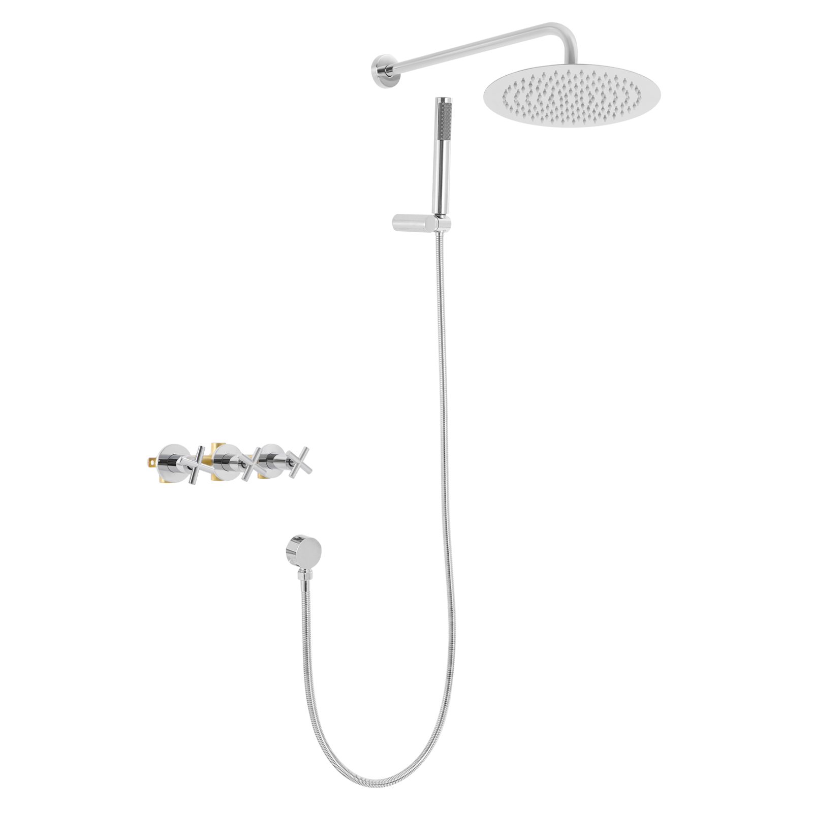 Modern Shower Set, 10-Inch Shower Kit with Handheld Spray, Wall Mounted Shower Set - Silver plating Modern Shower Set, 10-Inch Shower Kit with Handheld Spray, Wall Mounted Shower Set - Silver plating