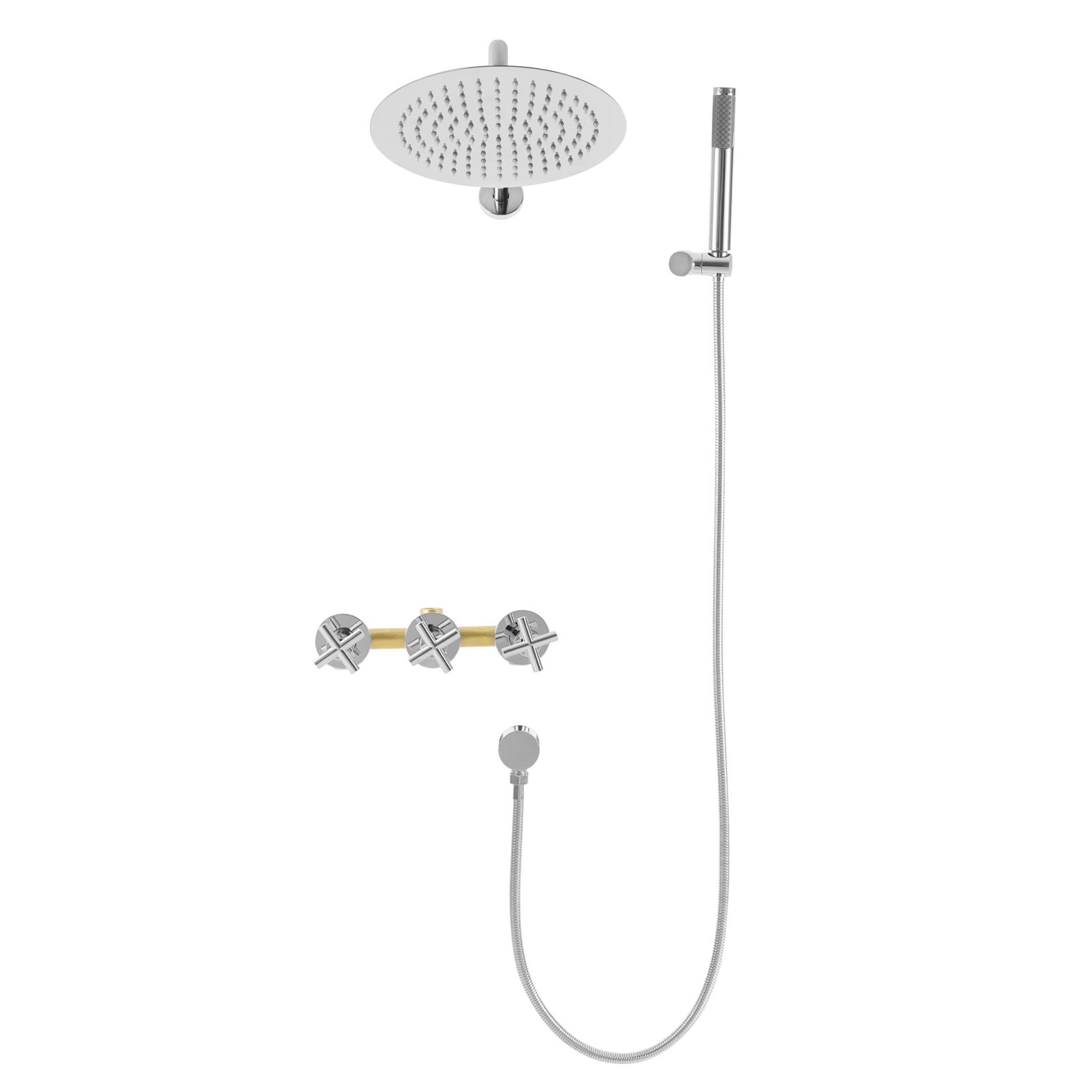 Modern Shower Set, 10-Inch Shower Kit with Handheld Spray, Wall Mounted Shower Set - Silver plating Modern Shower Set, 10-Inch Shower Kit with Handheld Spray, Wall Mounted Shower Set - Silver plating