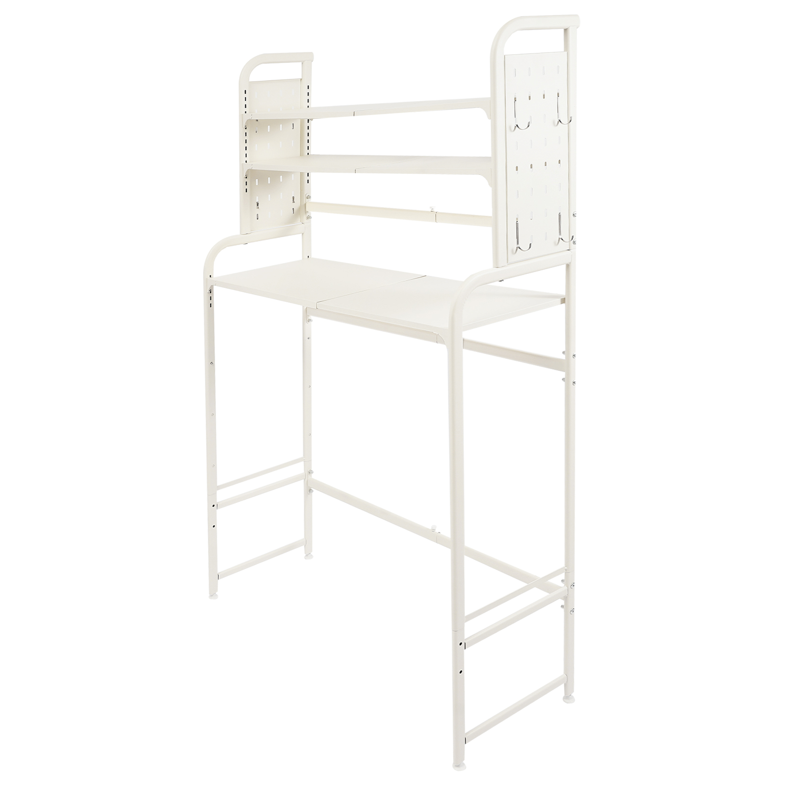 Adjustable Laundry Room Shelf, Expandable Over Toilet Washing Machine and Dryer Storage Rack, Laundry Room Storage and Organizer Standing Shelf
