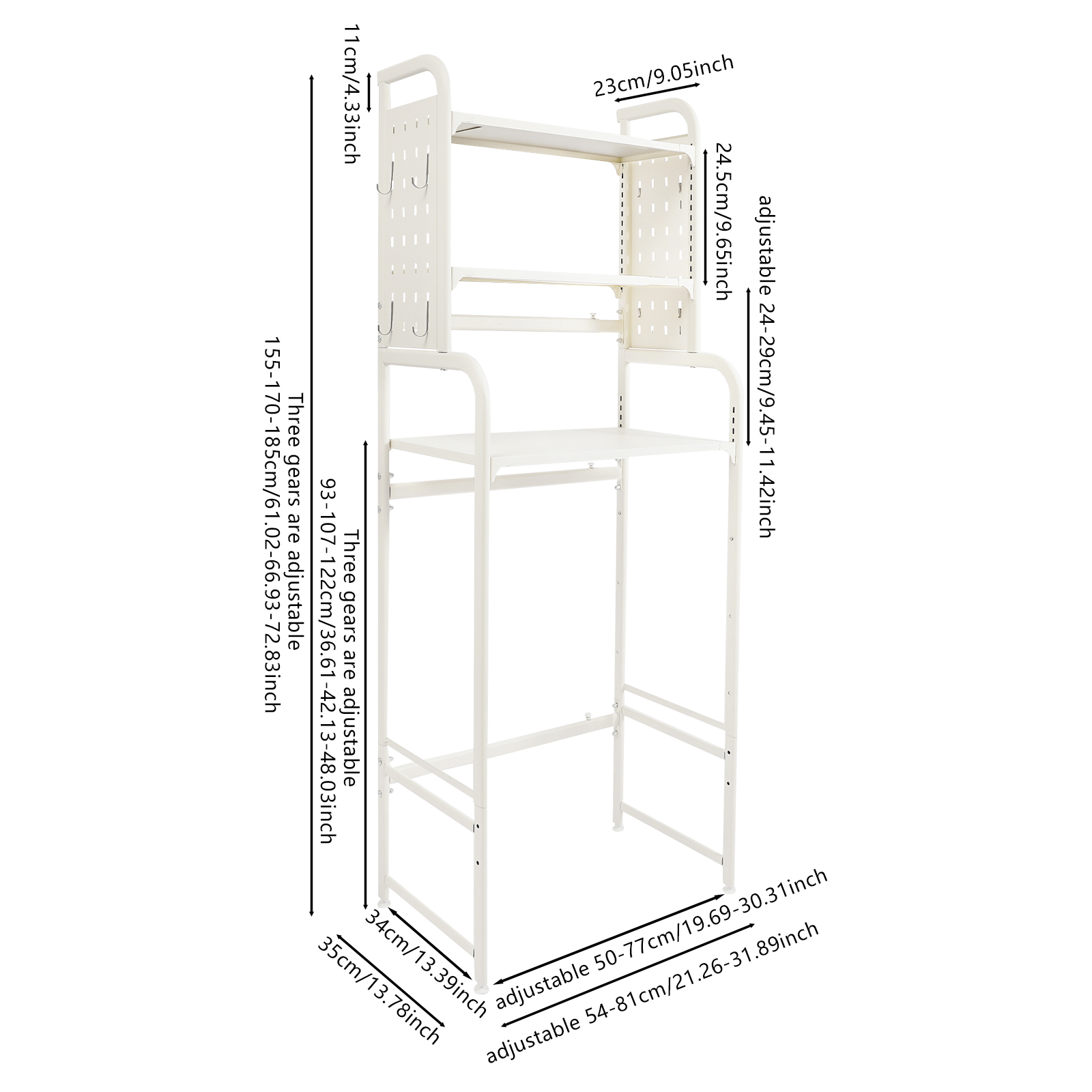 Adjustable Laundry Room Shelf, Expandable Over Toilet Washing Machine and Dryer Storage Rack, Laundry Room Storage and Organizer Standing Shelf Adjustable Laundry Room Shelf, Expandable Over Toilet Washing Machine and Dryer Storage Rack, Laundry Room Storage and Organizer Standing Shelf