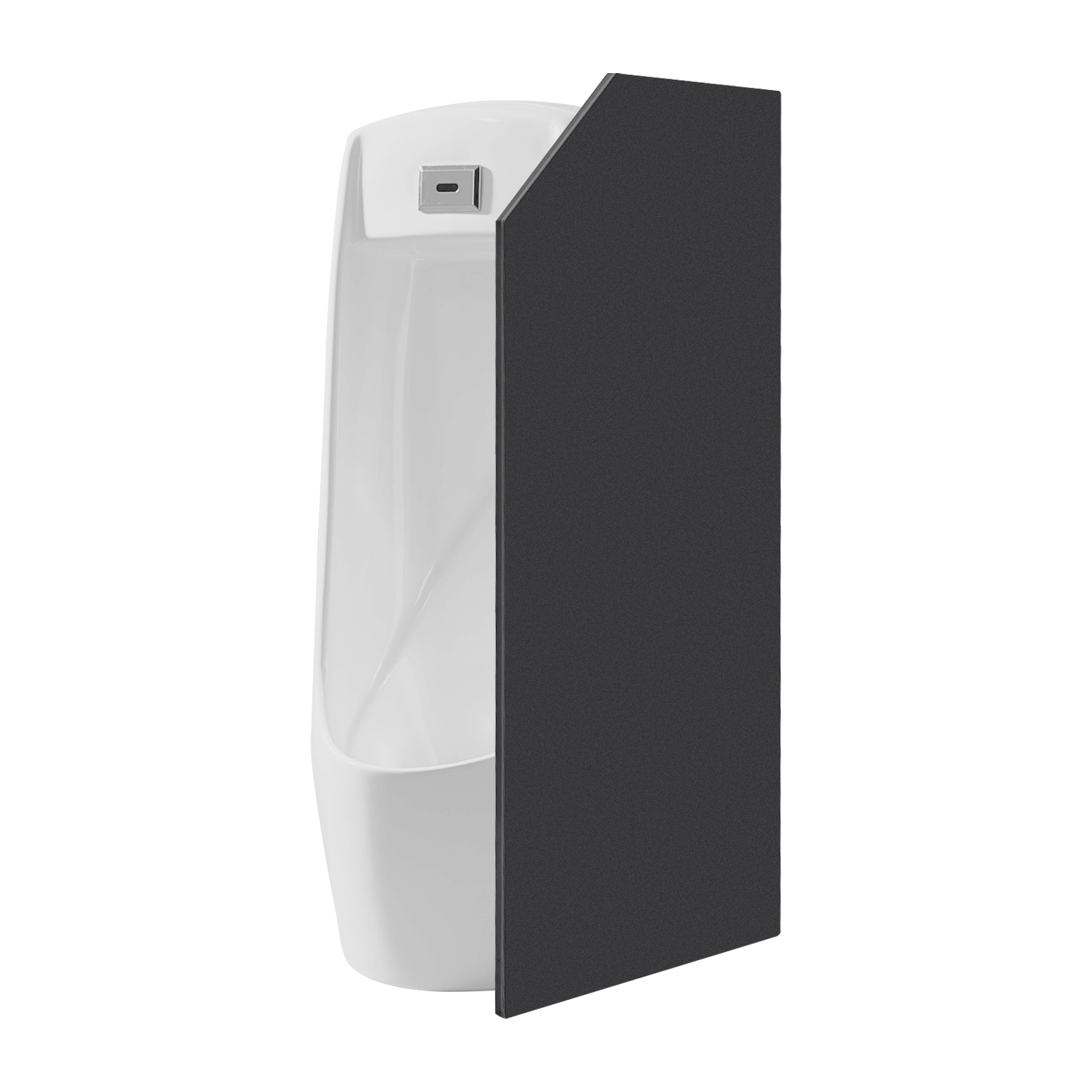Urinal Screen Toilet Partition, Wall-Mounted Men Urinal Partition Screen, Urinal Partition Divider Screen - Bevel Black