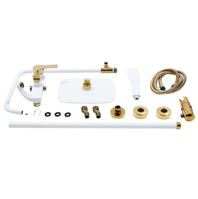 Stainless steel hot and cold rain shower set, platinum, three water modes, height adjustable