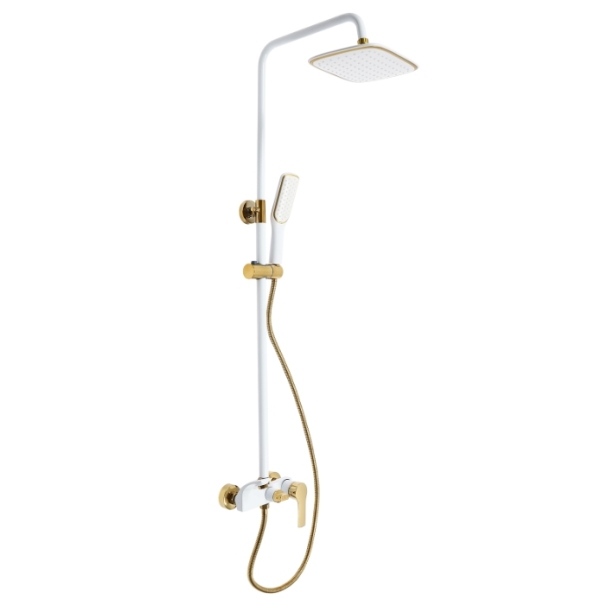 Stainless steel hot and cold rain shower set, platinum, three water modes, height adjustable