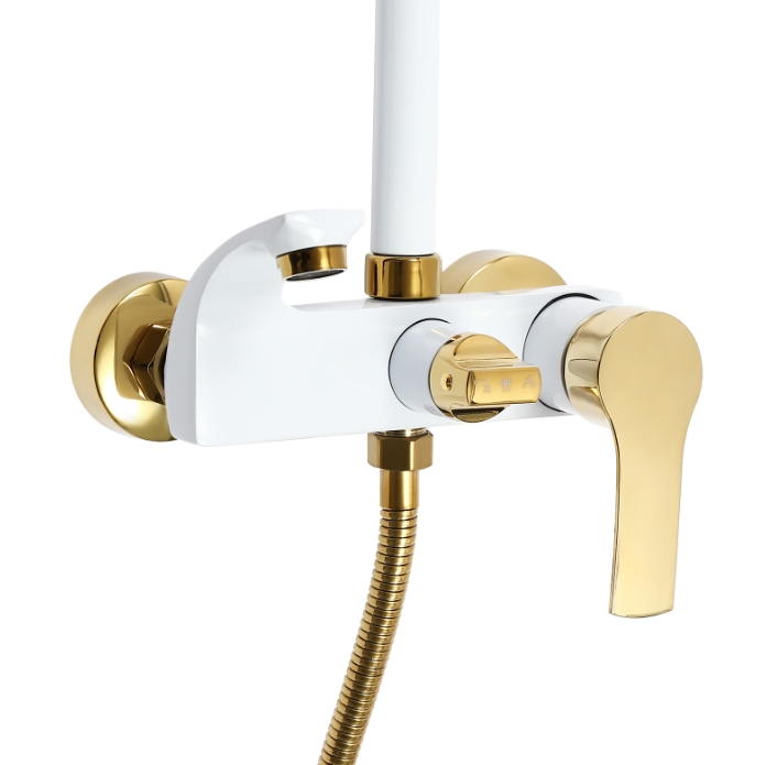 Stainless steel hot and cold rain shower set, platinum, three water modes, height adjustable