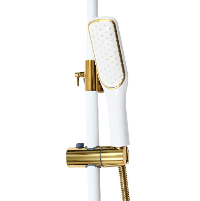 Stainless steel hot and cold rain shower set, platinum, three water modes, height adjustable