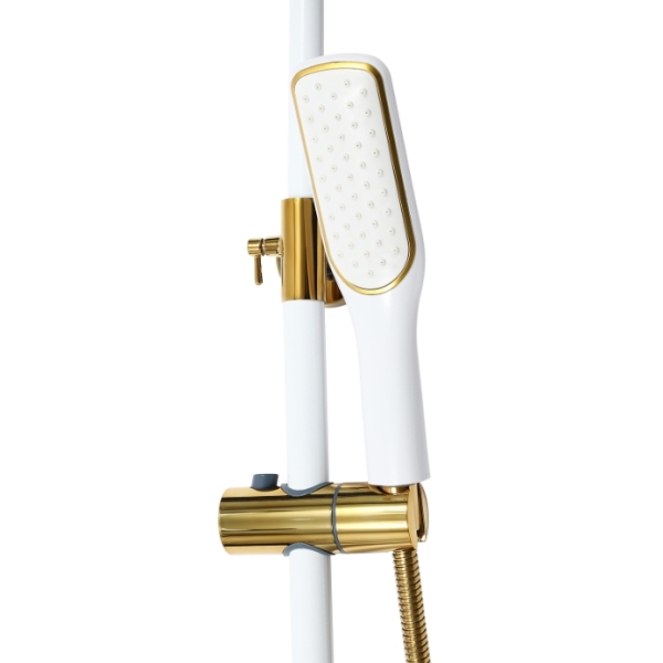 Stainless steel hot and cold rain shower set, platinum, three water modes, height adjustable