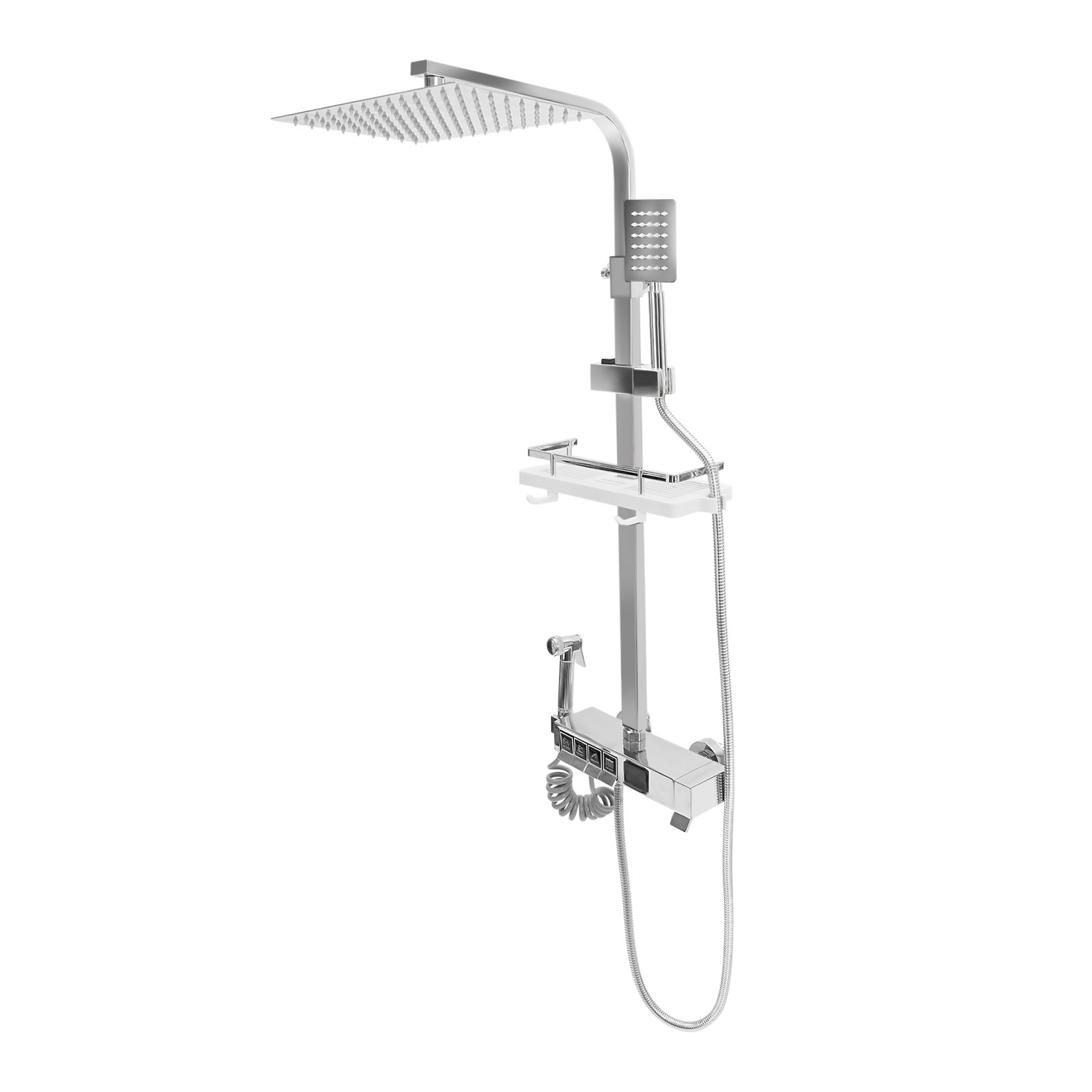 Piano Keys shower set, shower set with 4 outlets, shower set, Silver
