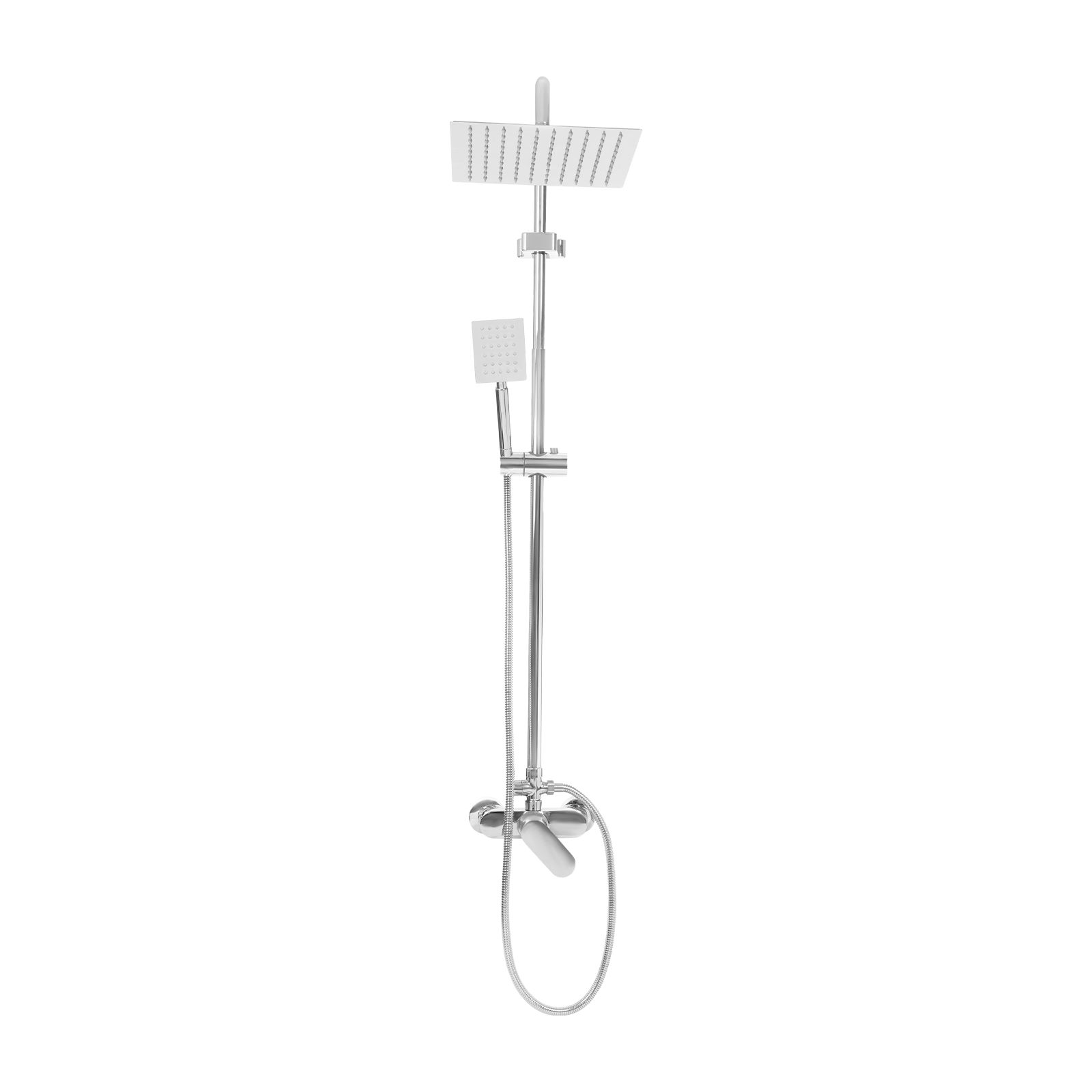 Shower System with Shower Fitting Rain Shower with 2 Water Outlet Modes Shower Set for Homes Bathrooms Schools Silver