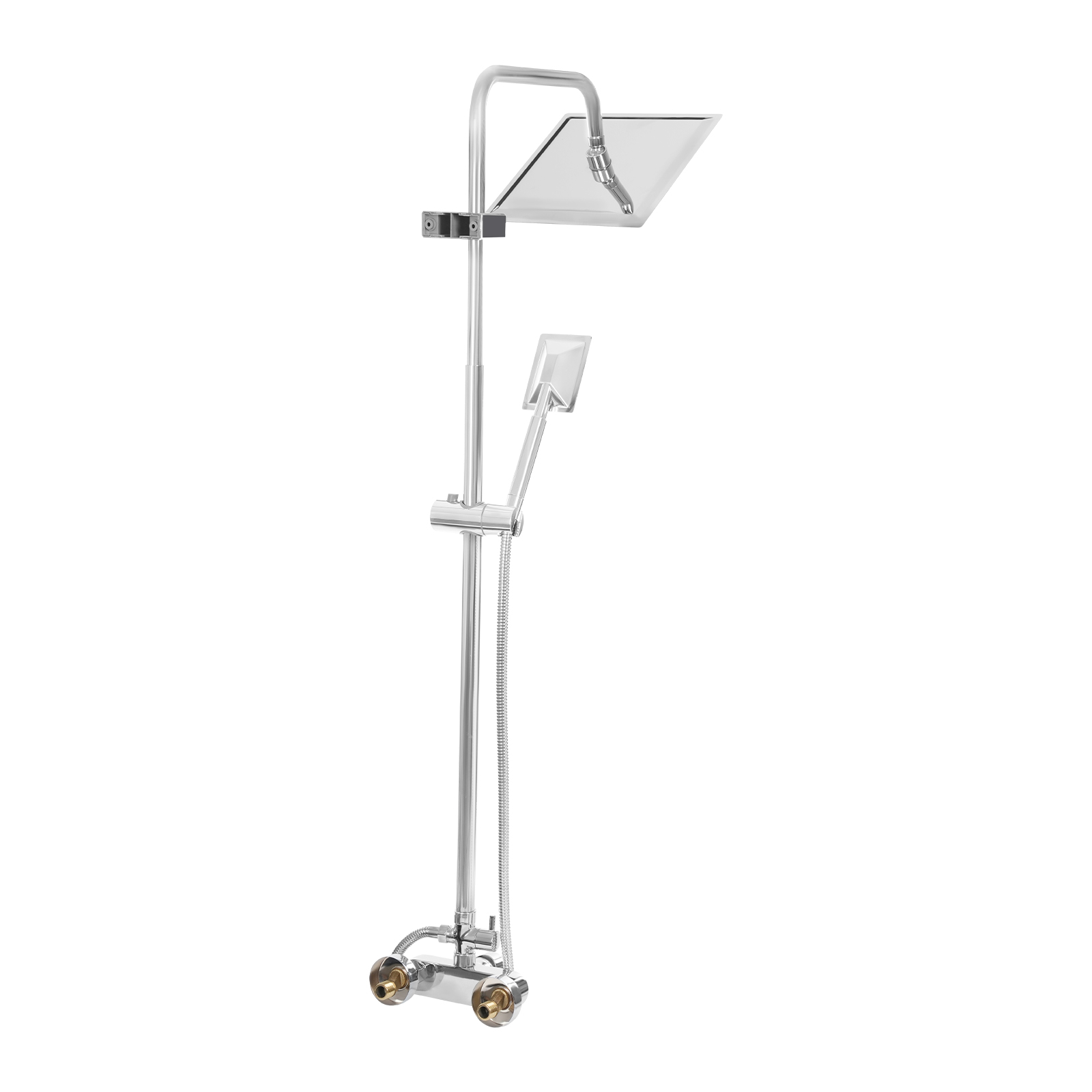 Shower System with Shower Fitting Rain Shower with 2 Water Outlet Modes Shower Set for Homes Bathrooms Schools Silver