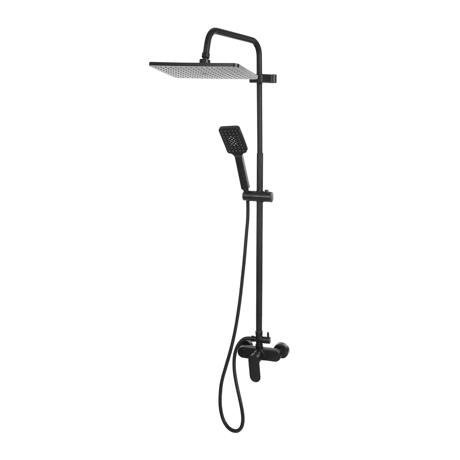 Shower system with shower fitting, rain shower, shower set