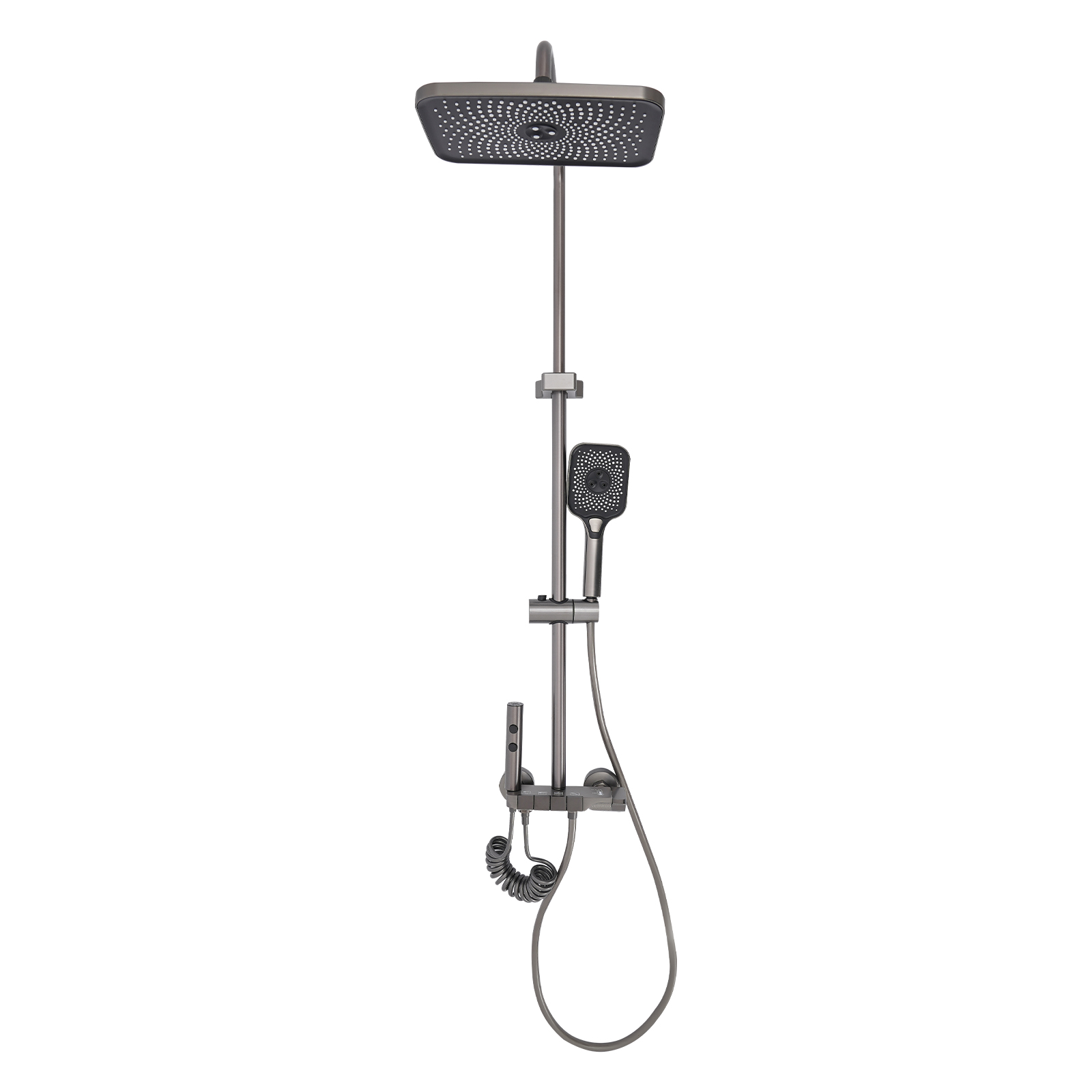 Thermostatic 4-way Shower Set, Shower Heads with Handheld Spray High-pressure Water Gun, Height Adjustable Shower Combo