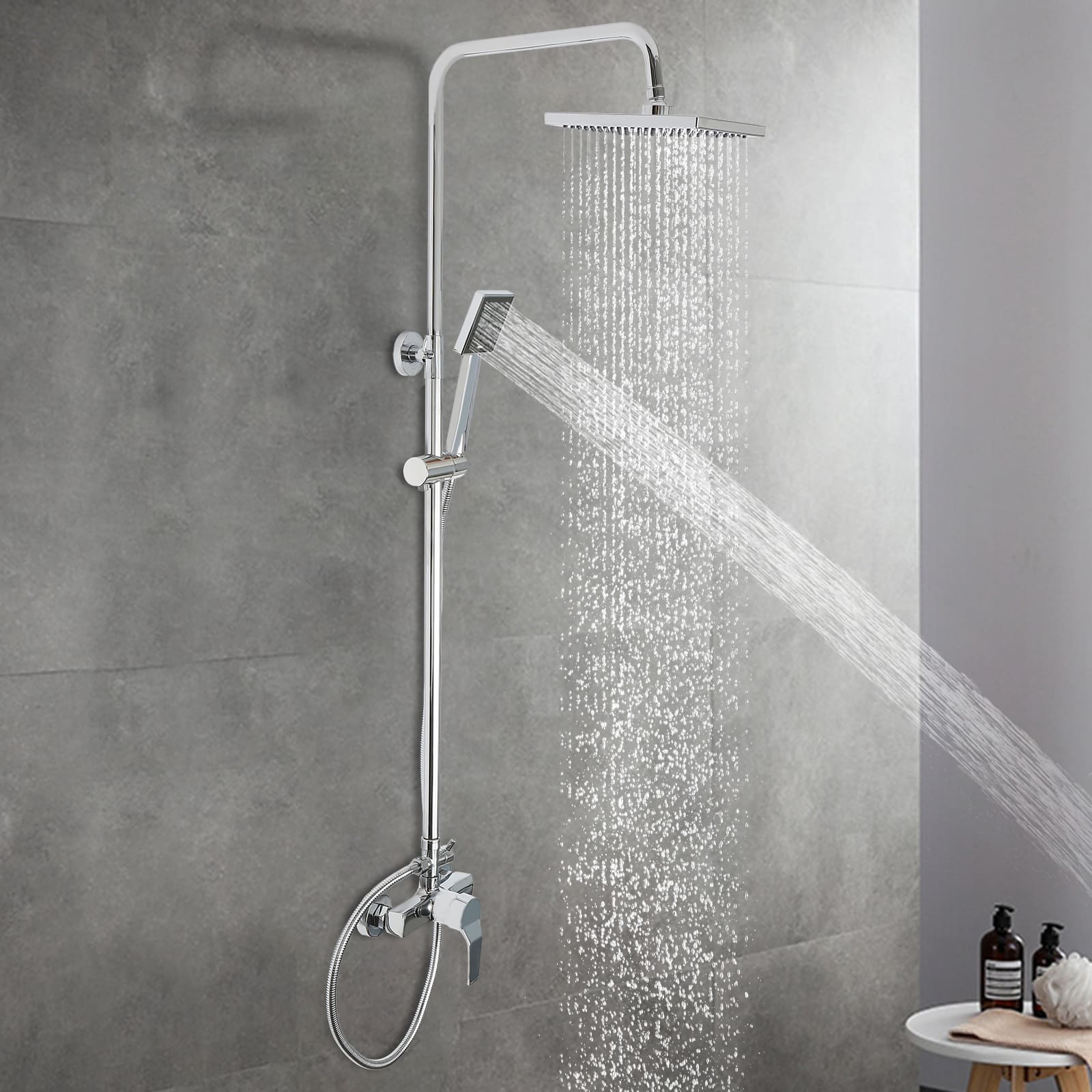 Shower System with Thermostat Rain Shower Shower Kit Hand Shower Shower Panel Rain Shower Massage Shower Faucet Silver Shower System with Thermostat Rain Shower Shower Kit Hand Shower Shower Panel Rain Shower Massage Shower Faucet Silver