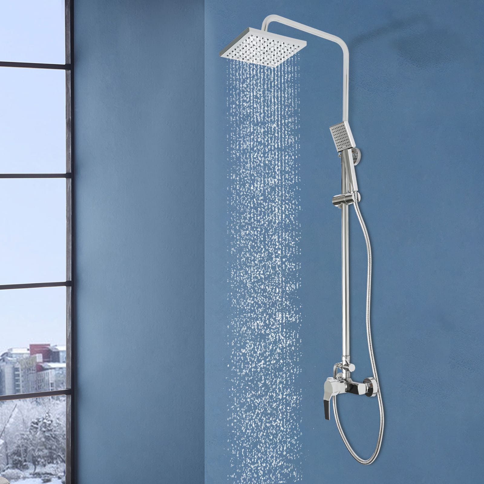 Shower System with Thermostat Rain Shower Shower Kit Hand Shower Shower Panel Rain Shower Massage Shower Faucet Silver Shower System with Thermostat Rain Shower Shower Kit Hand Shower Shower Panel Rain Shower Massage Shower Faucet Silver